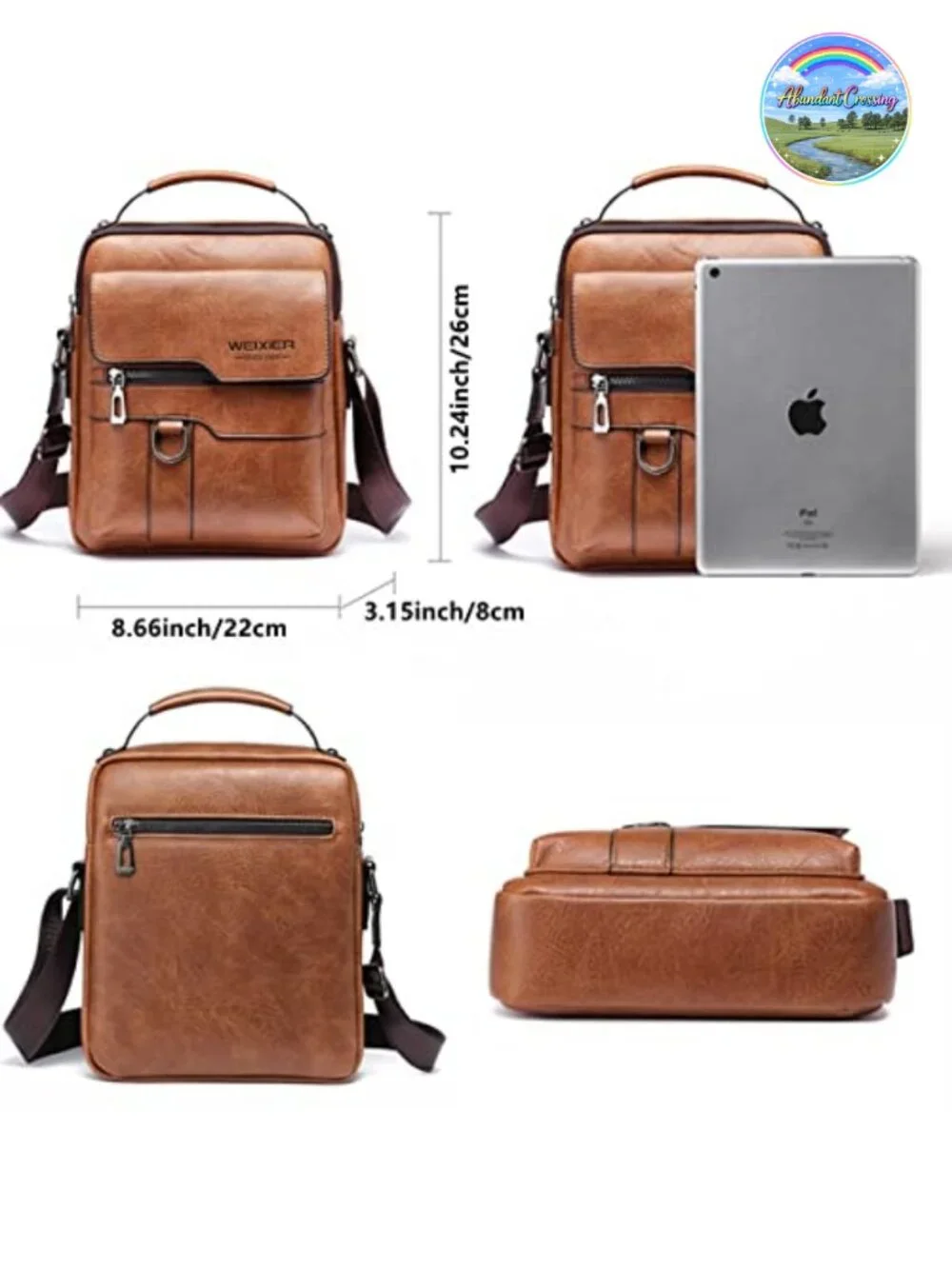 Vintage Style PU Leather Messenger Bag Crossbody Shoulder Bag for Men